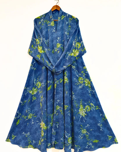 Azure Front Open Long Flair Abaya