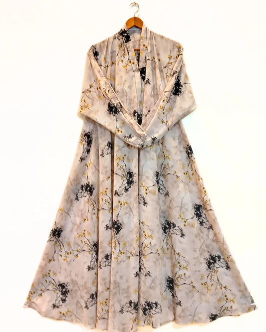Willow Bloom Front Open Long Flair Abaya