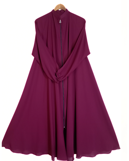 Zipper Style Abaya-Maroon