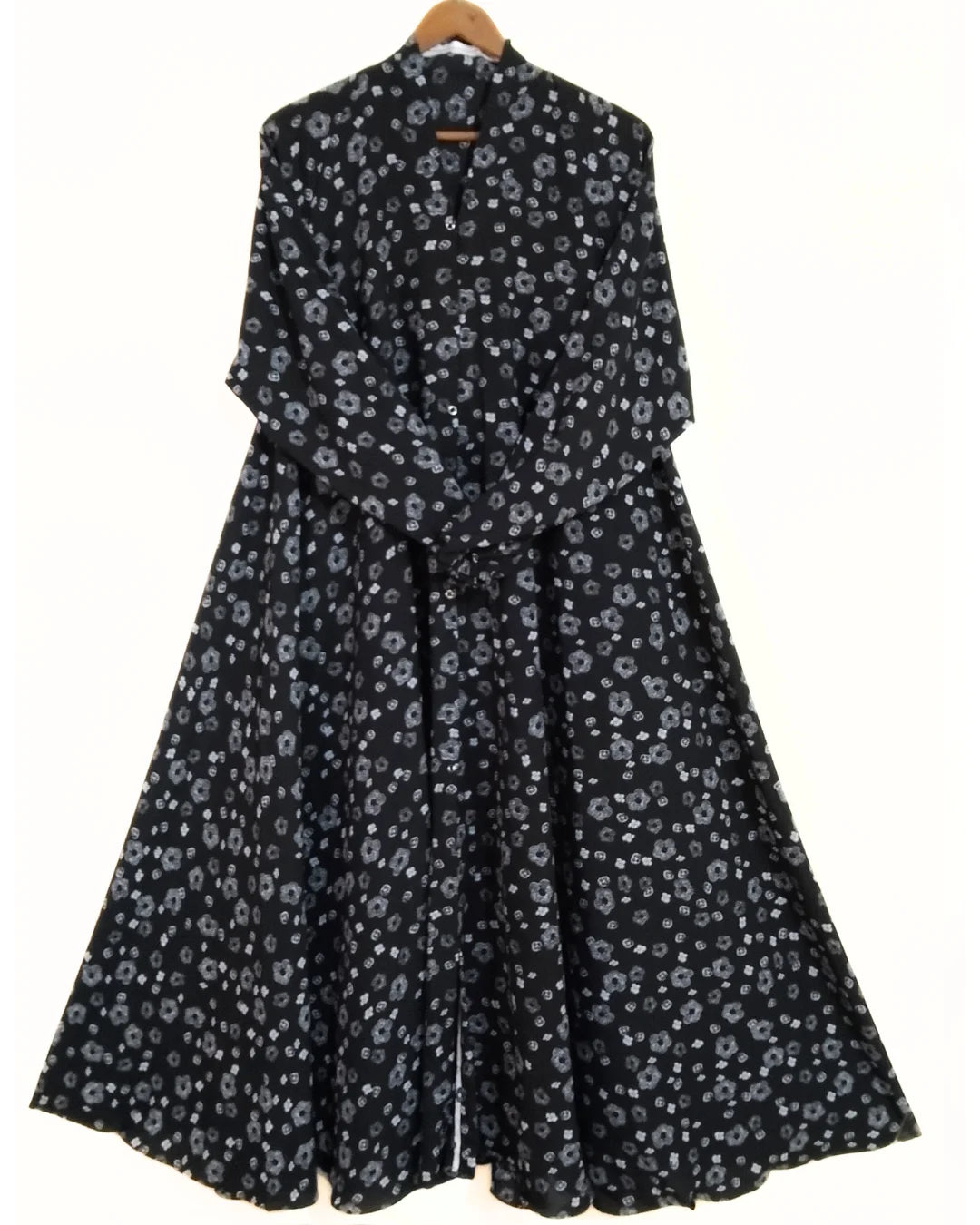 Nightfall Bloom Front Open Long Flair Abaya