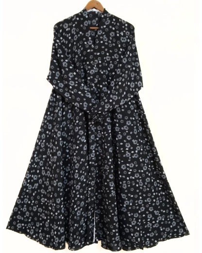 Nightfall Bloom Front Open Long Flair Abaya