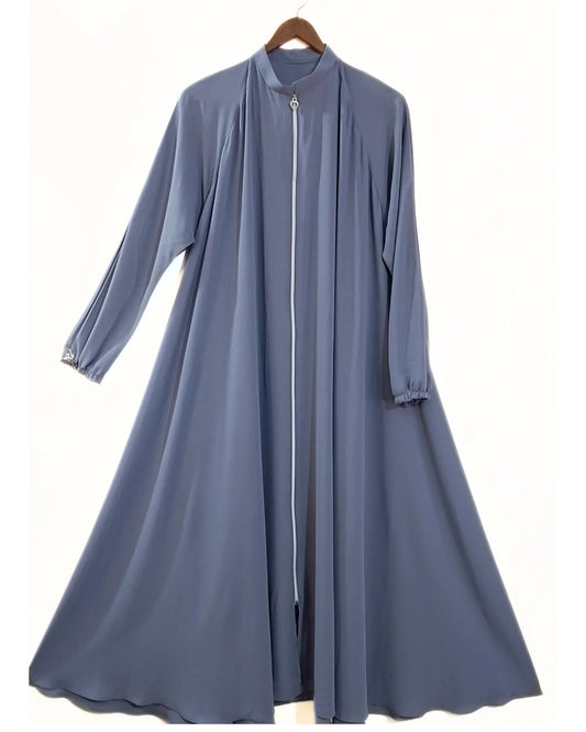 Zipper Style Abaya-Grey Colour