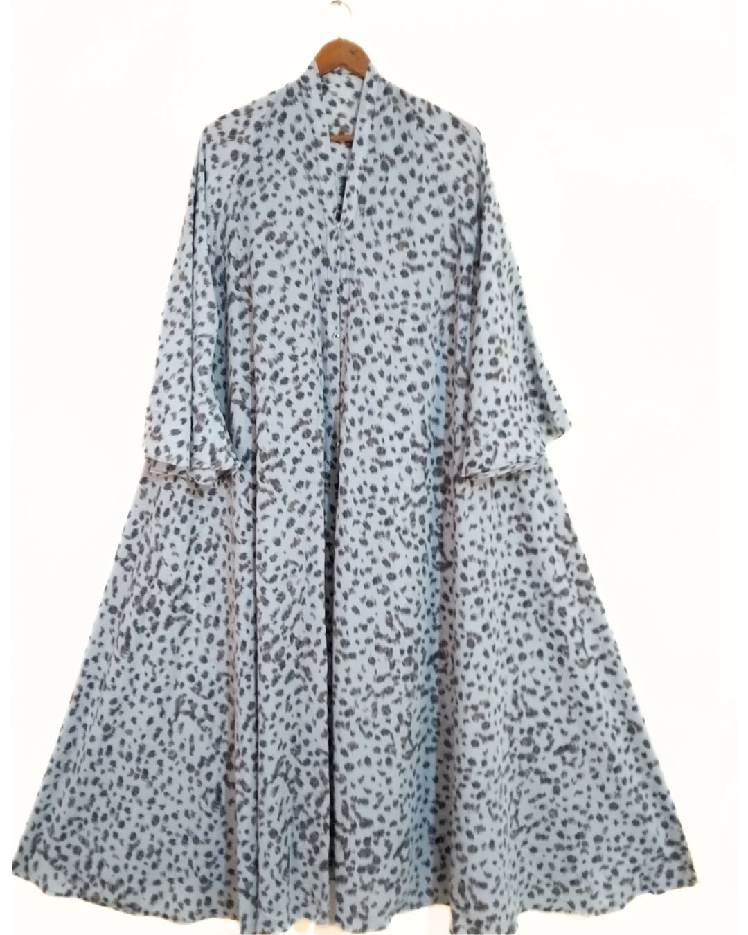 Soft Pebble Print Front Open Long Flare Abaya