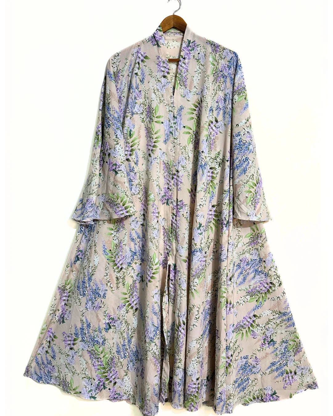Lavender Meadow Front Open Long Flair Abaya