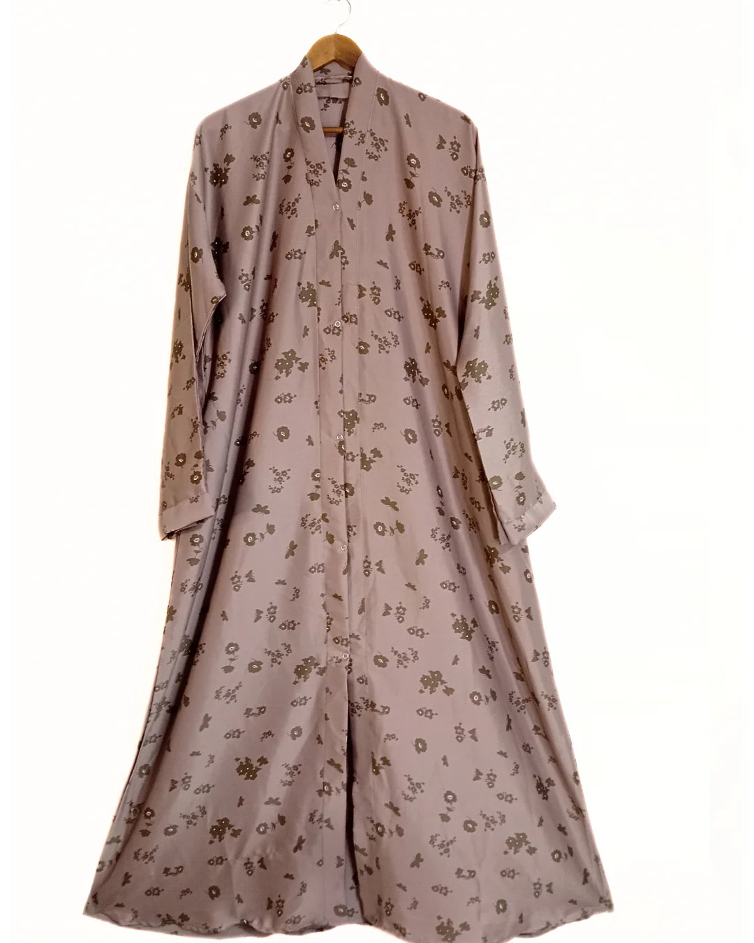 Mocha Bloom Front Open Crinkle Abaya