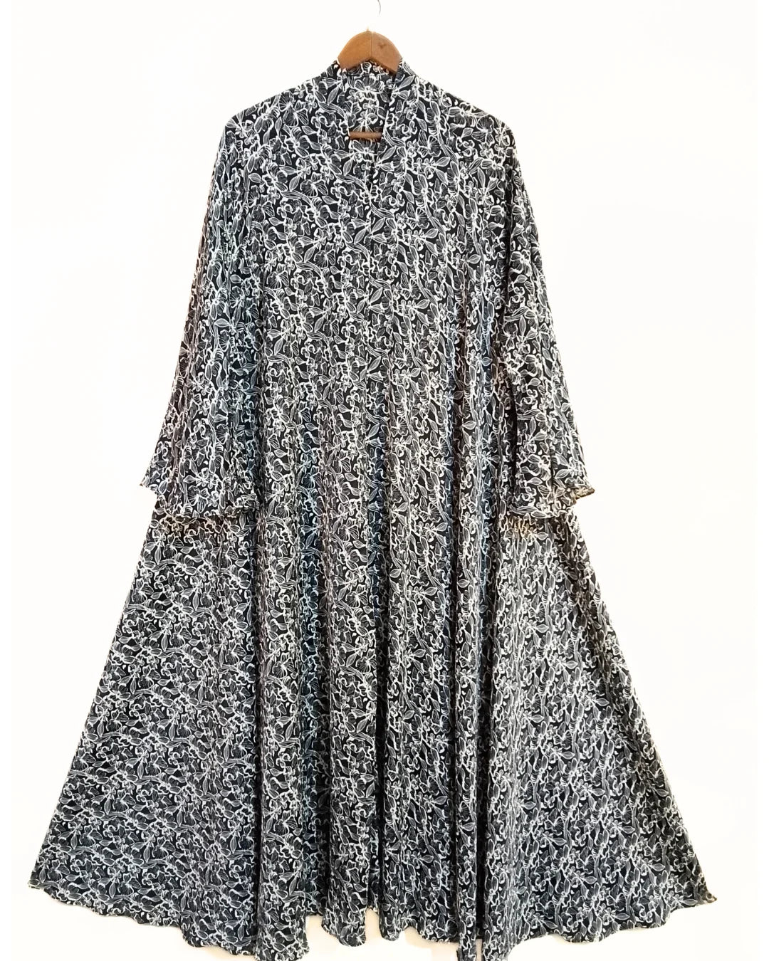 Night Vines Front Open Long Flair Abaya