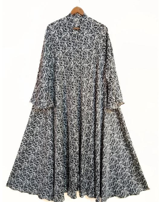 Night Vines Front Open Long Flair Abaya