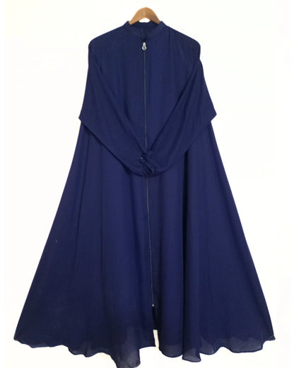 Zipper Style Abaya-Dark Blue