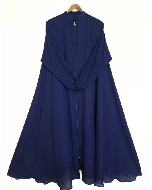 Zipper Style Abaya-Dark Blue