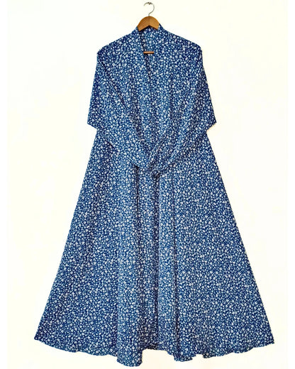 Blue Meadow Front Open Long Flair Abaya