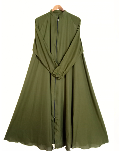 Zipper Style Abaya-Mehendi Colour