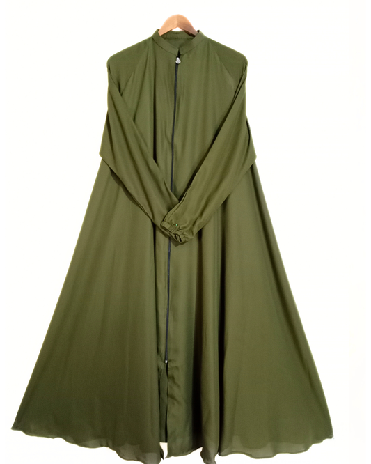 Zipper Style Abaya-Mehendi Colour