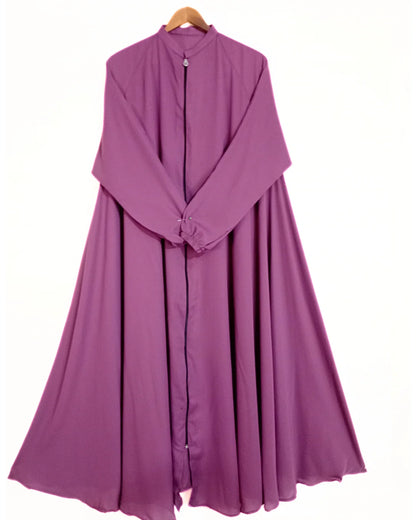 Zipper Style Abaya-Light Purple