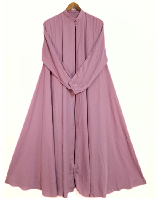 Zipper Style Abaya-Pink Colour