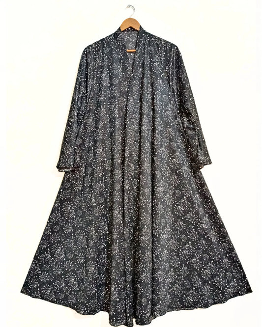 Starry Night Front Open Long Flair Abaya