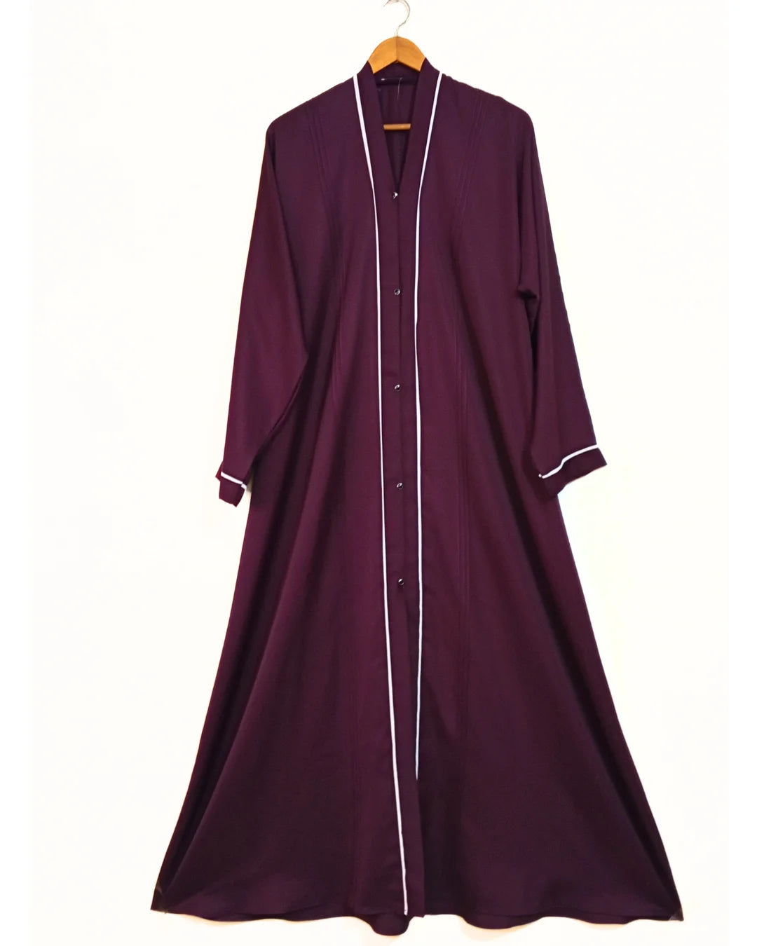 Maroon Nidha Abaya With White Lines