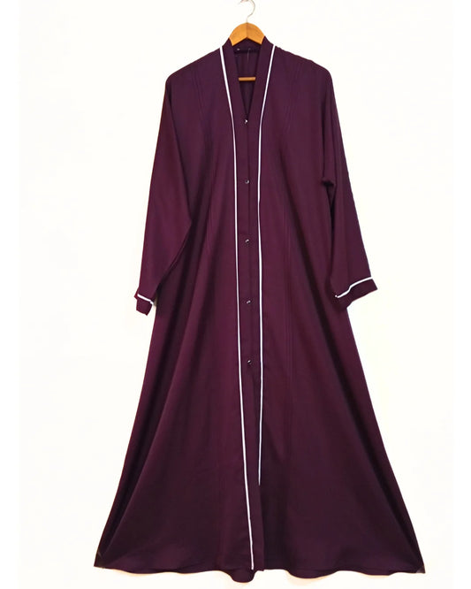 Maroon Nidha Abaya With White Lines