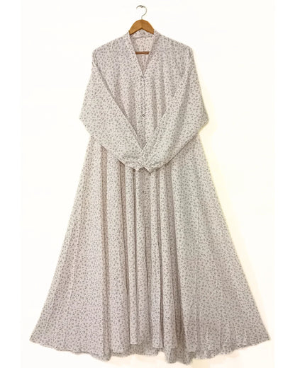 Serene Petal Front Open Long Flair Abaya