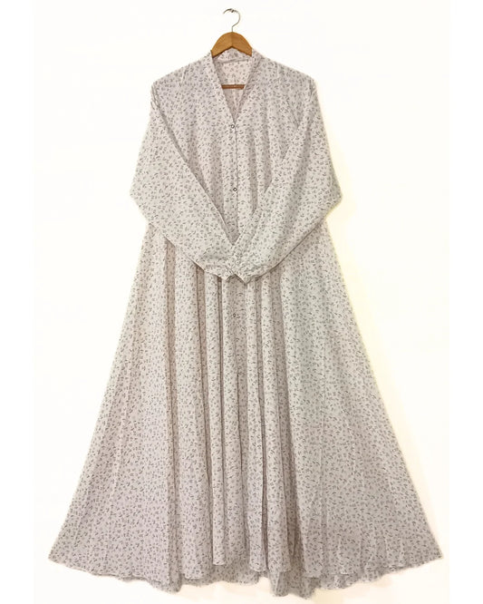 Serene Petal Front Open Long Flair Abaya