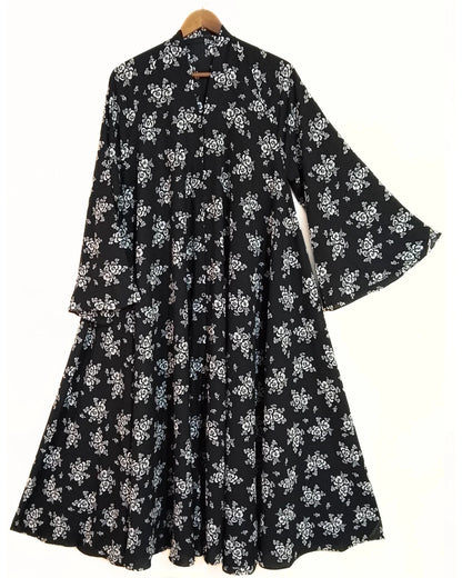 Soft Blossom Front Open Long Flair Abaya