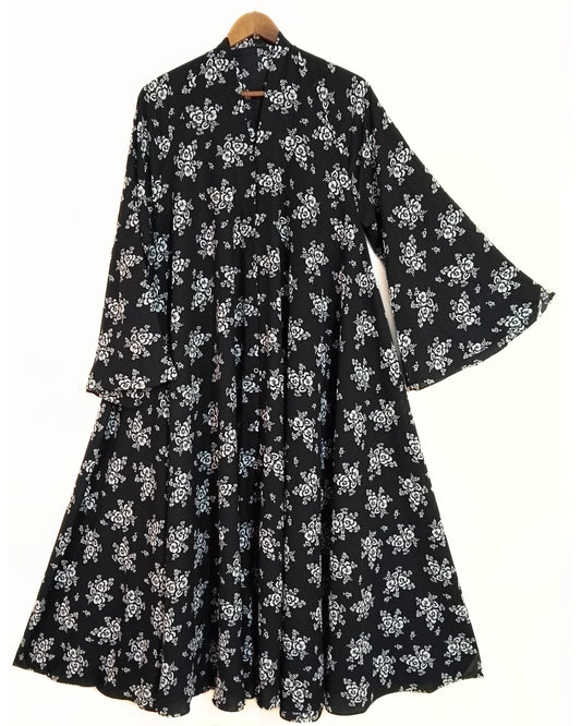 Soft Blossom Front Open Long Flair Abaya