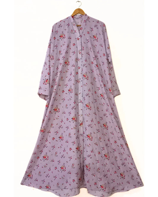 Pastel Petals Front Open Abaya
