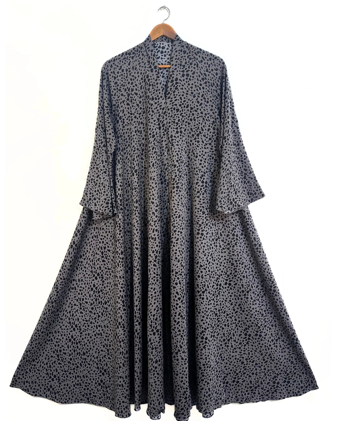 Speckles And Dots Front Open Long Flare Abaya