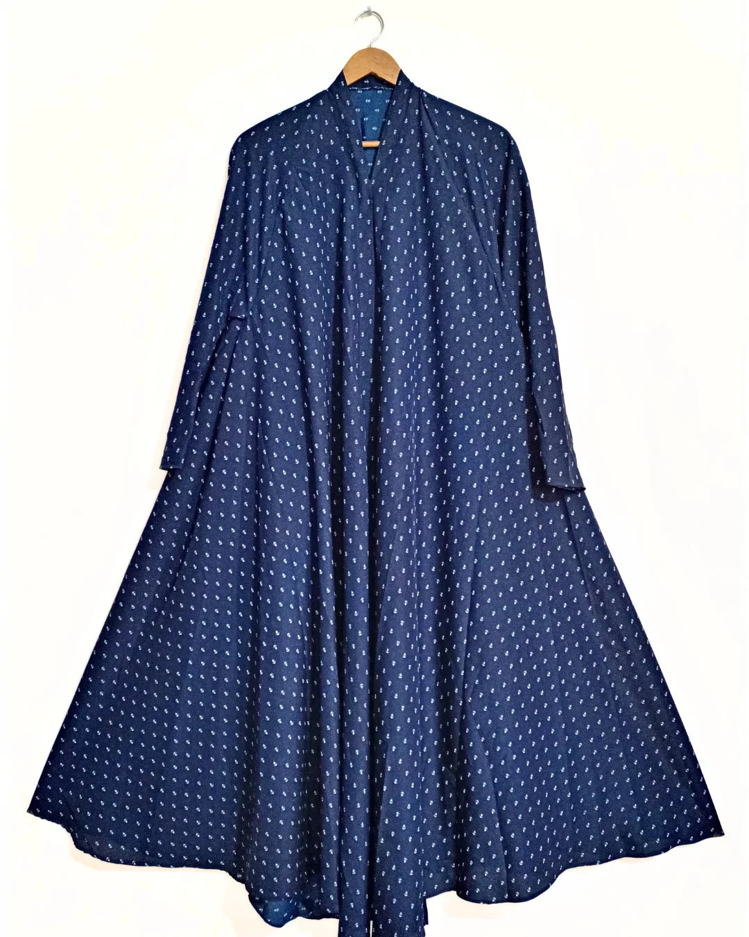 Sapphire Dot Front Open Long Flared Abaya