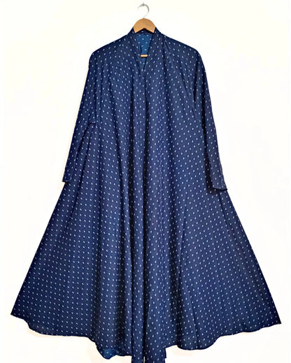 Sapphire Dot Front Open Long Flared Abaya