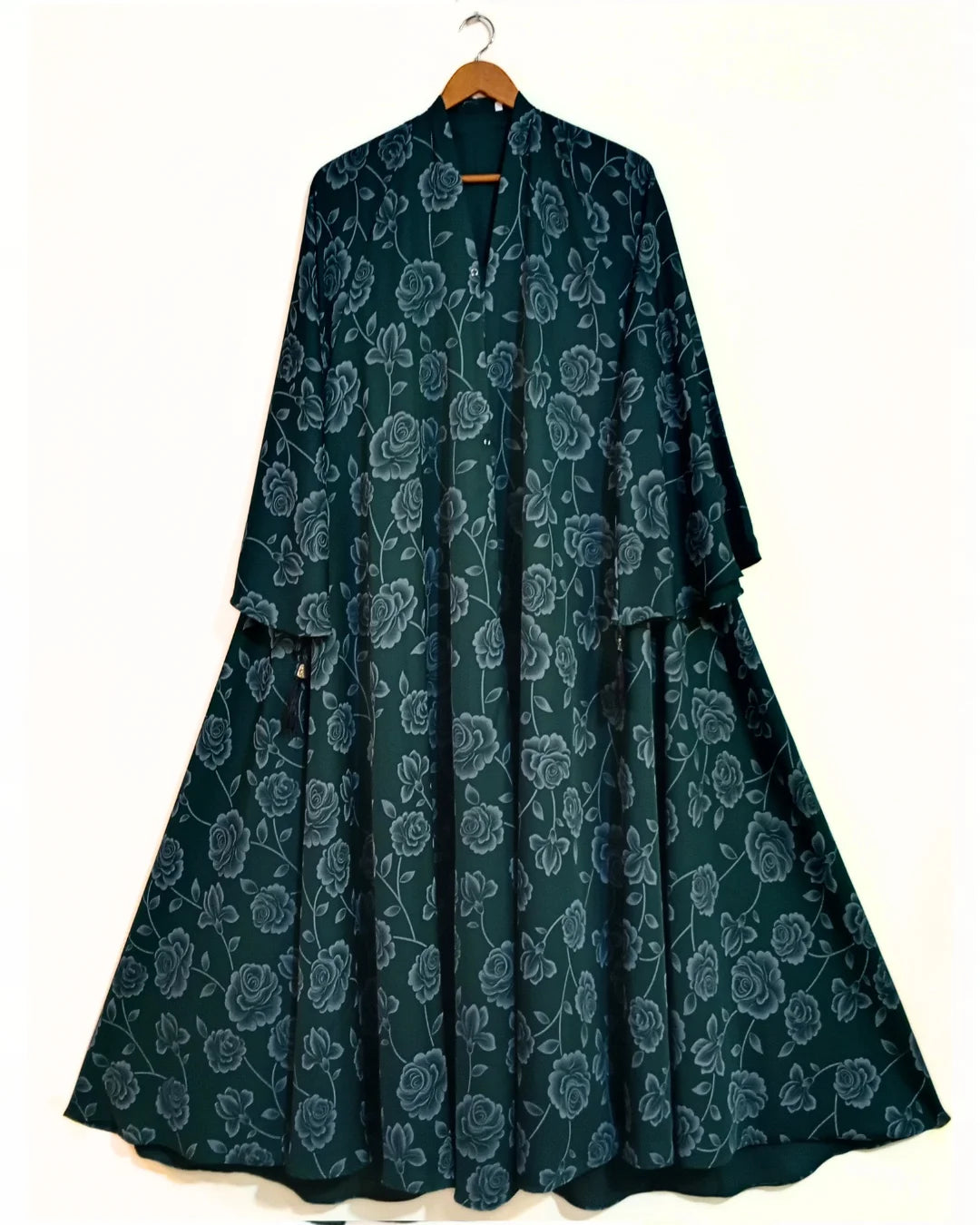 Emerald  Blossom Front Open Printed Nidha Abaya