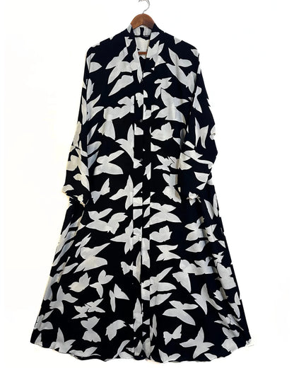 Black Wings Front Open Abaya