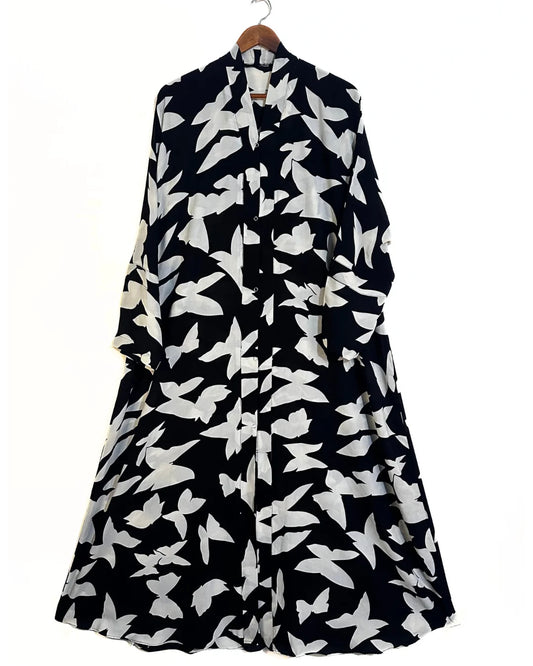 Black Wings Front Open Abaya