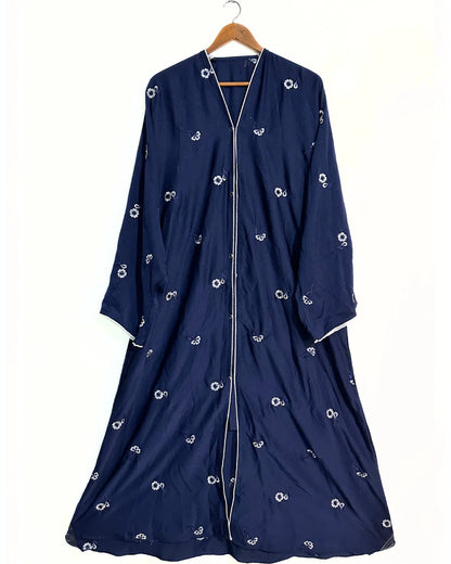 Blue Zoom Nidha Abaya With Floral Embroidery