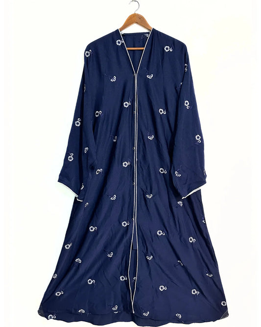 Blue Zoom Nidha Abaya With Floral Embroidery