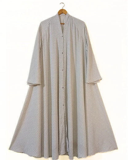 Ivory Charm Front Open Long Flair Abaya