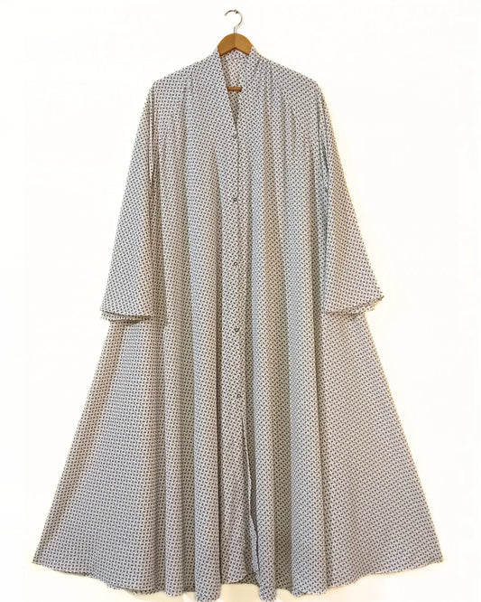 Ivory Charm Front Open Long Flair Abaya