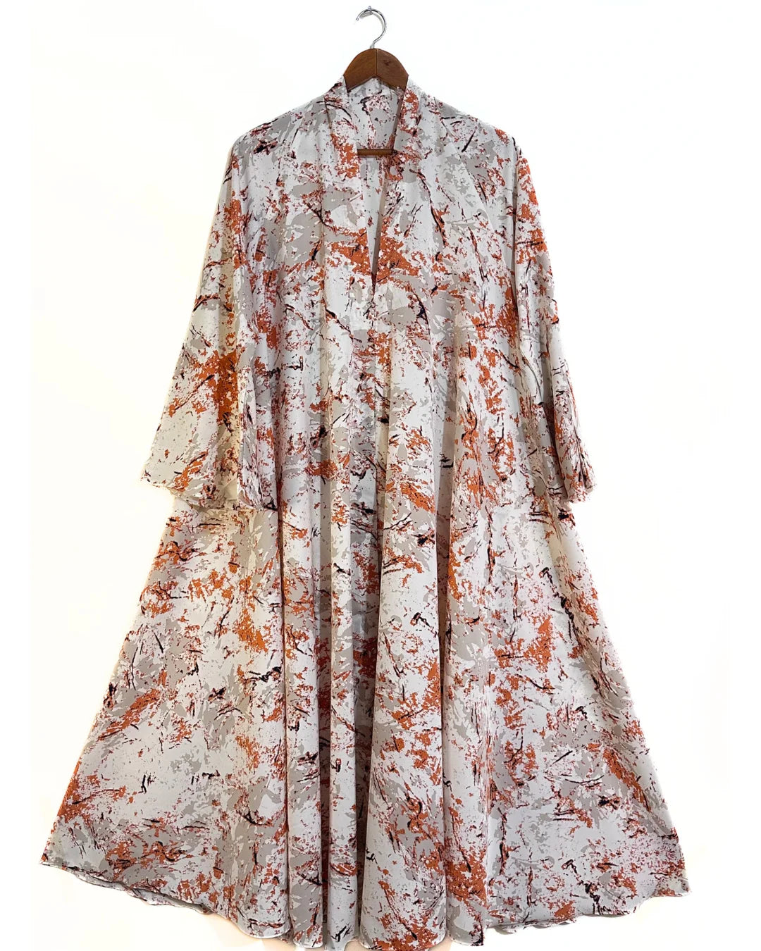 Autumn Marble Front Open Long Flair Abaya