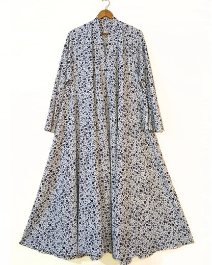 Snow Petal Front Open Long Flared Abaya