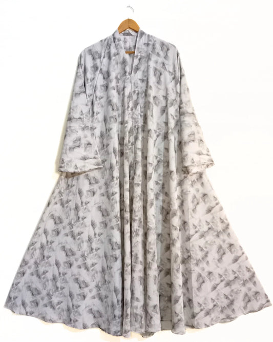 Marble Mist Front Open Long Flared Abaya