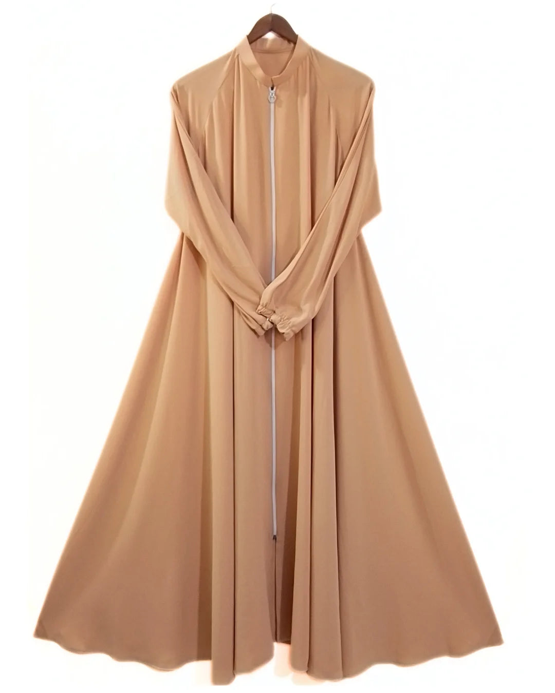 Zipper Long Flair Abaya-Skin Colour