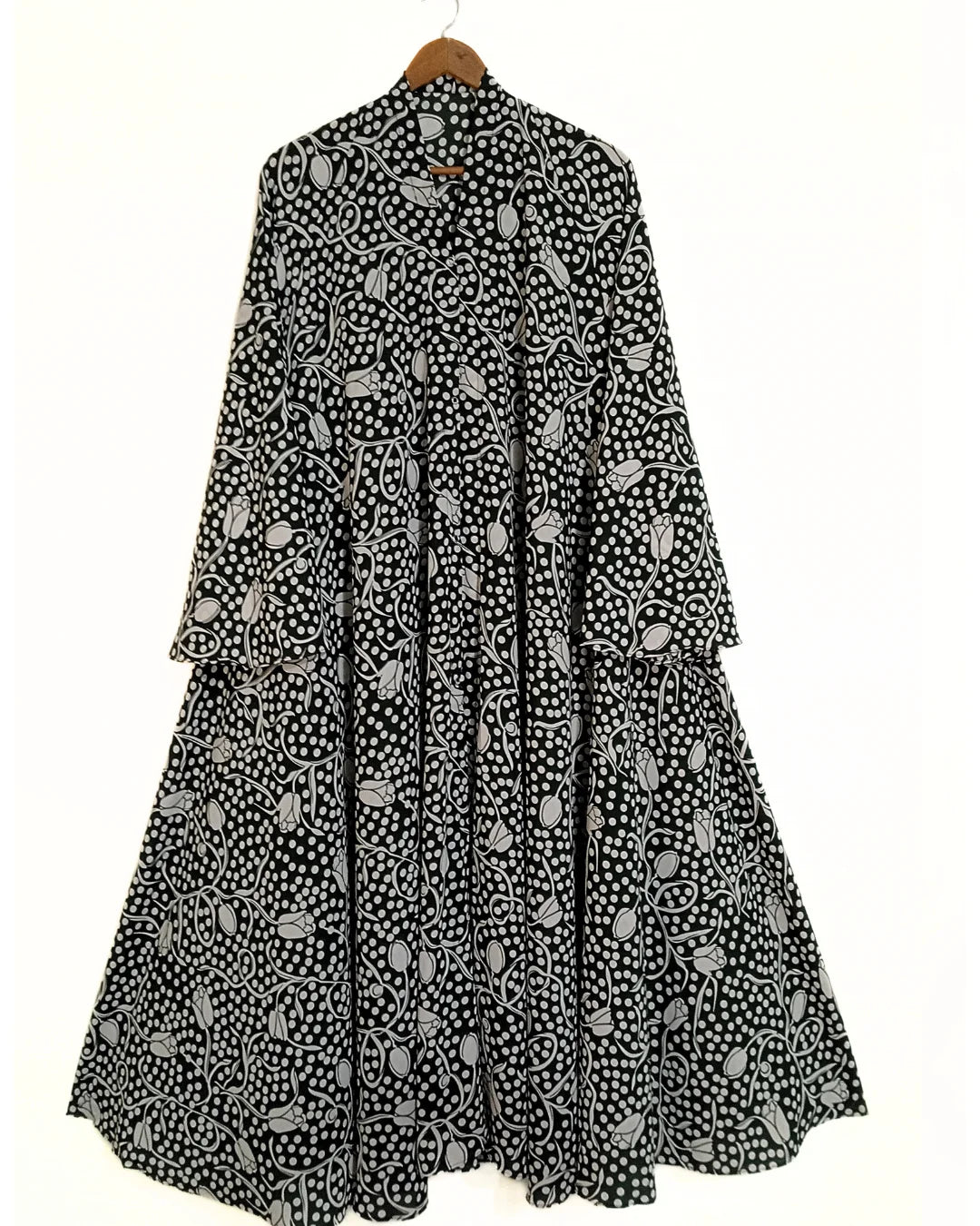 Night Vine Front Open Long Flair Abaya