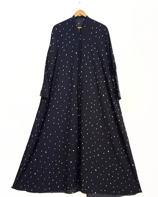 Polka Noir Front Open Abaya