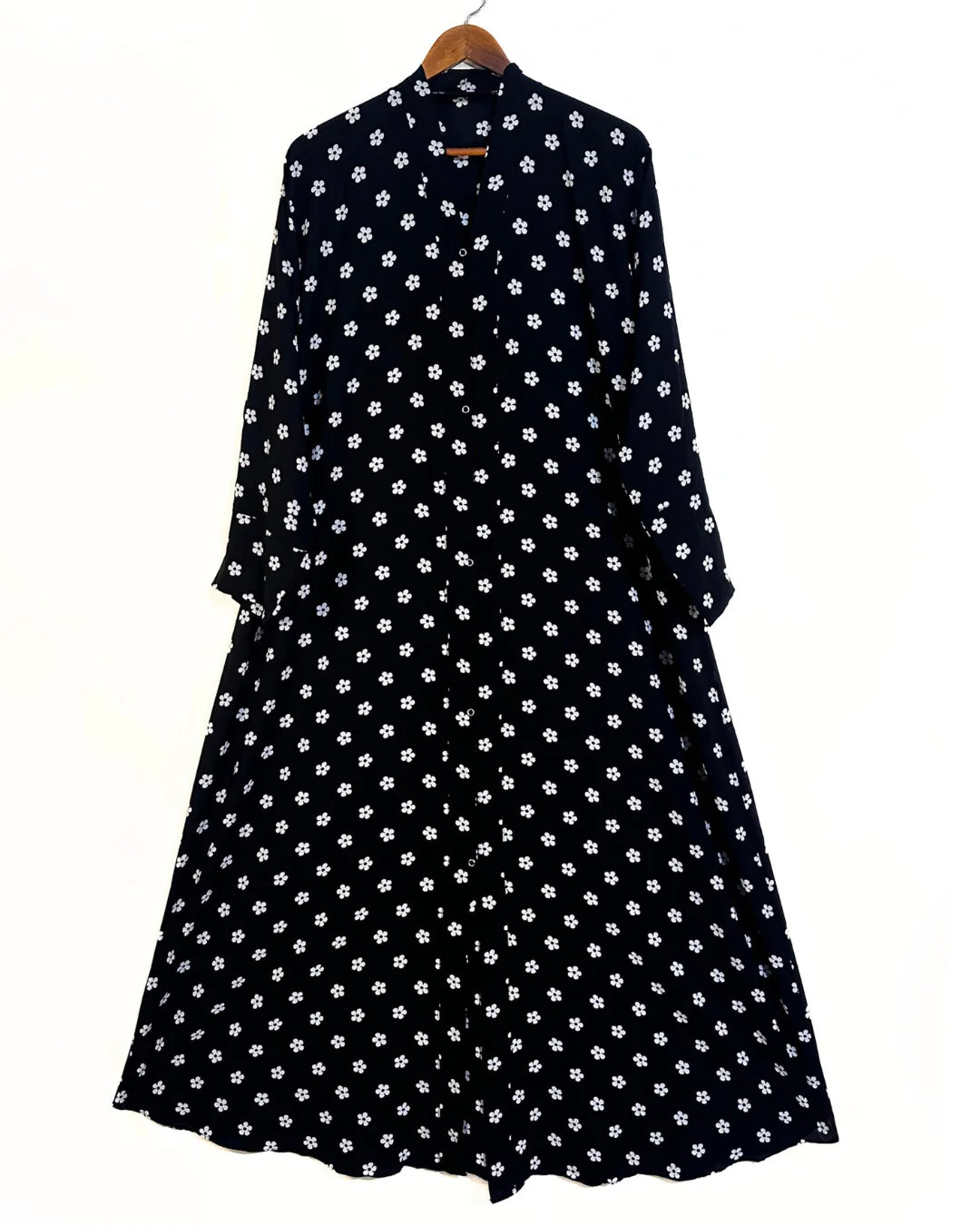 Night Daisy Front Open Abaya