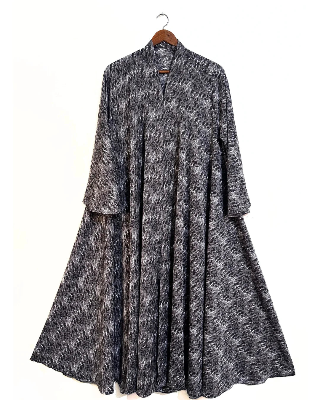 Abstract Marble Front Open Long Flair Abaya