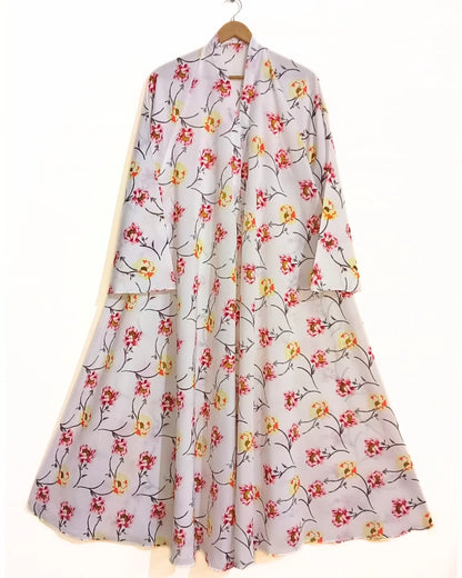 Sunlit Garden Front Open Long Flared Abaya