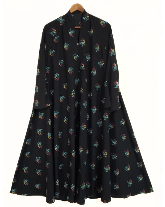 Evening Elegance Front Open Long Flair Abaya