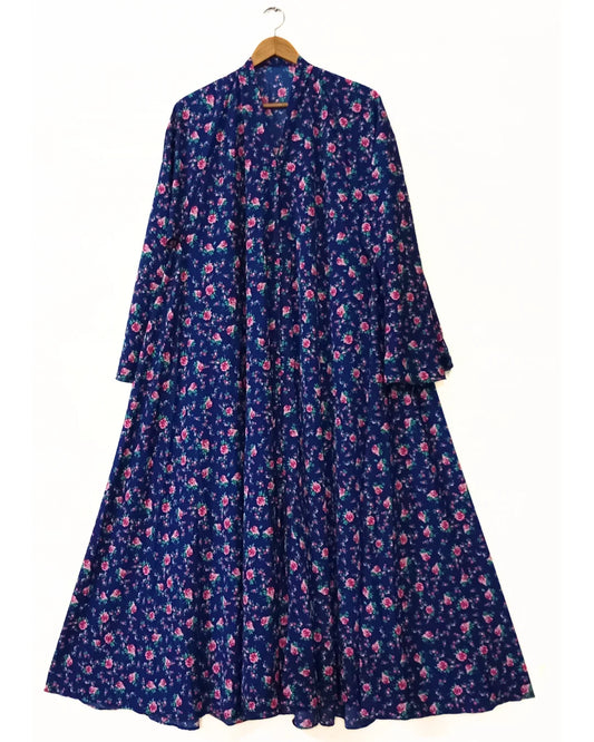Royal Rose Front Open Long Flared Abaya