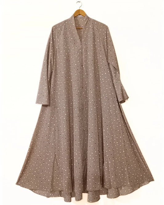 Hazel Bloom Front Open Long Flair Abaya