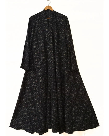 Black Forest front Open Long Flair Abaya