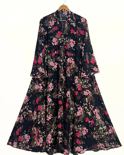 Roseveil Front Open Long Flair Abaya